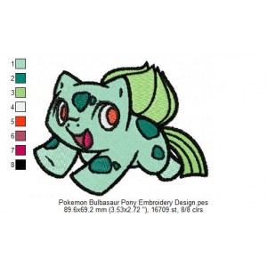 Pokemon Bulbasaur Pony Embroidery Design